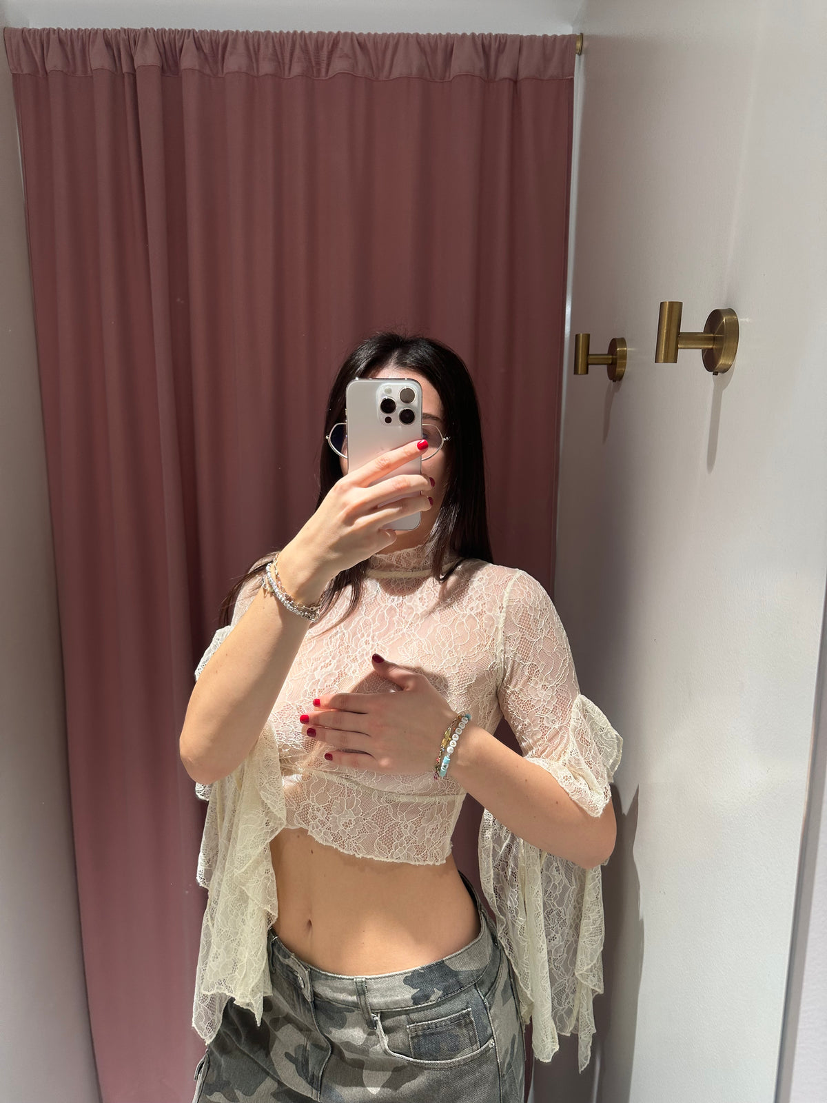 maglia manica campana pizzo
