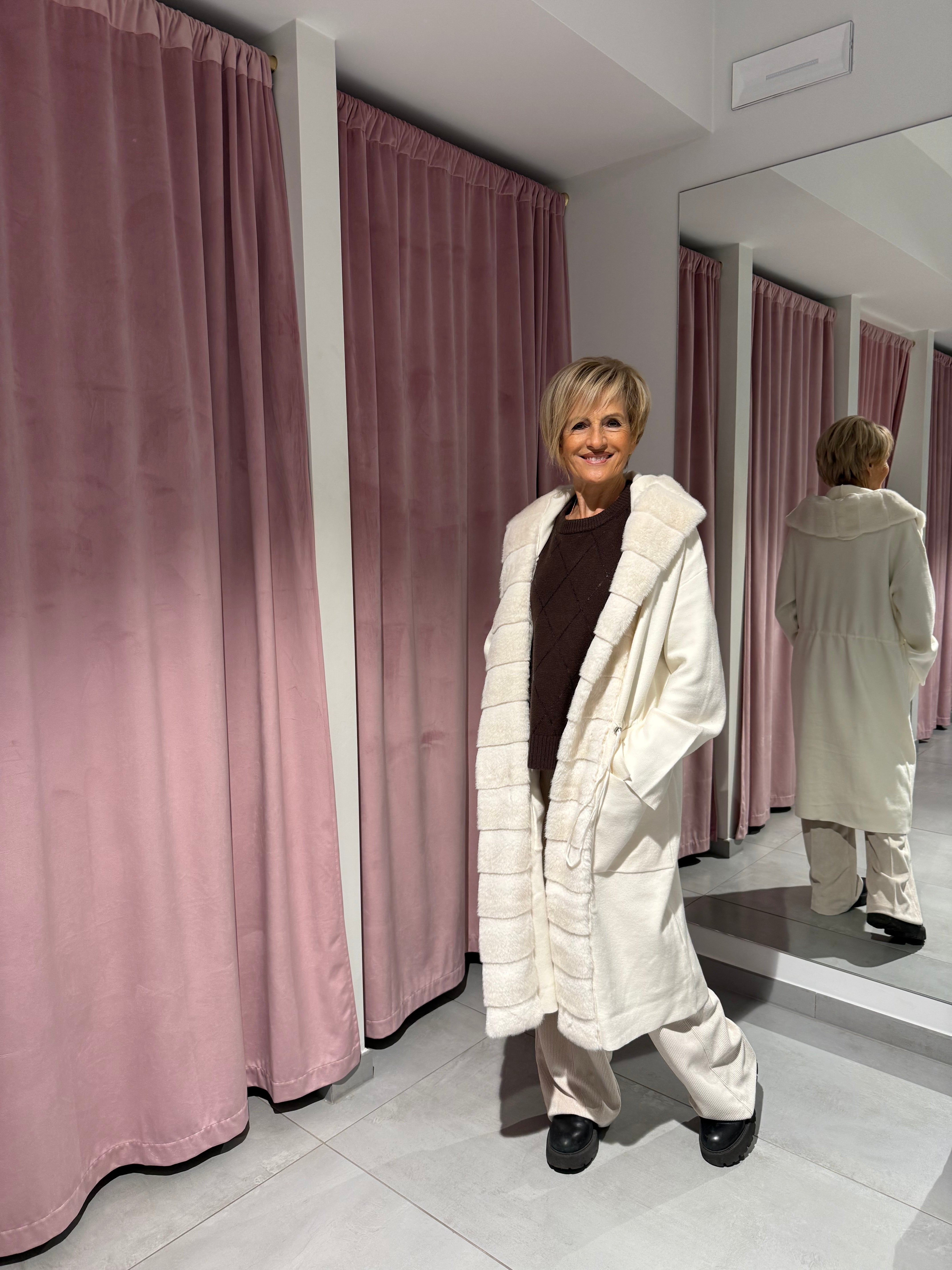 cardigan cappuccio ecopelliccia