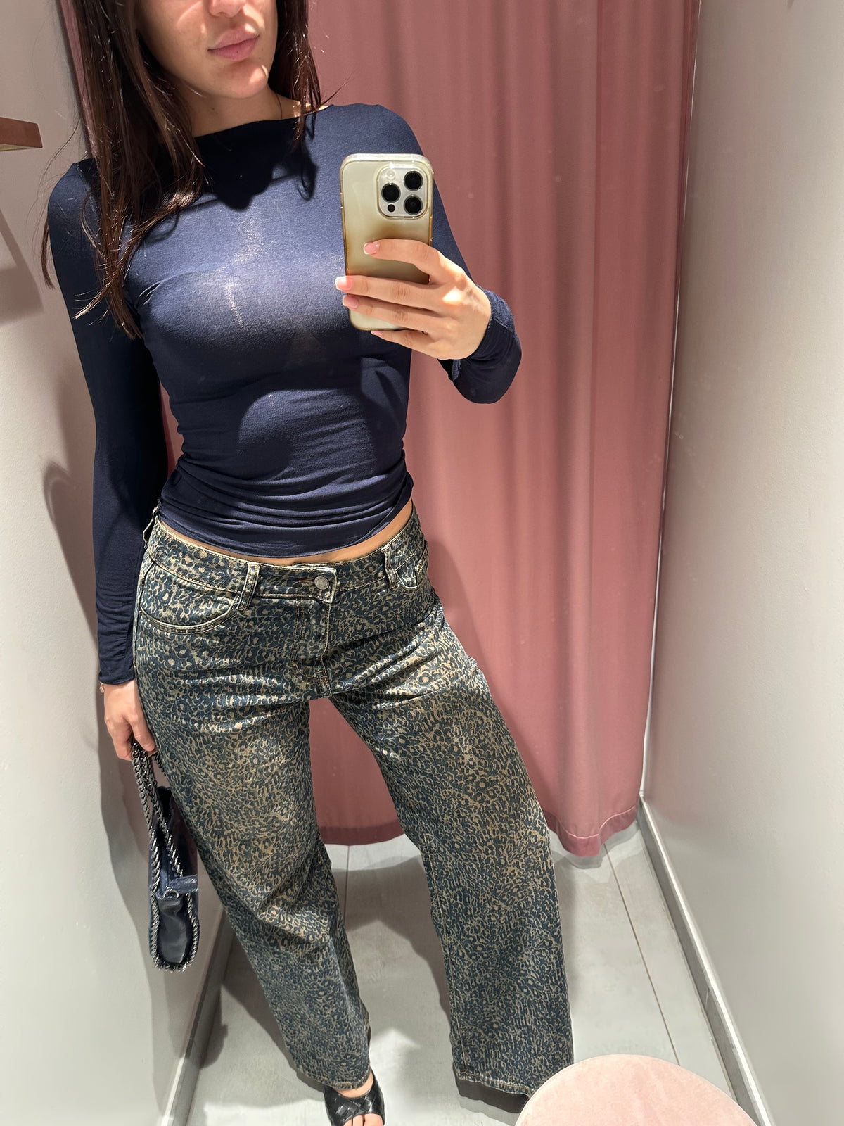 jeans animalier blu