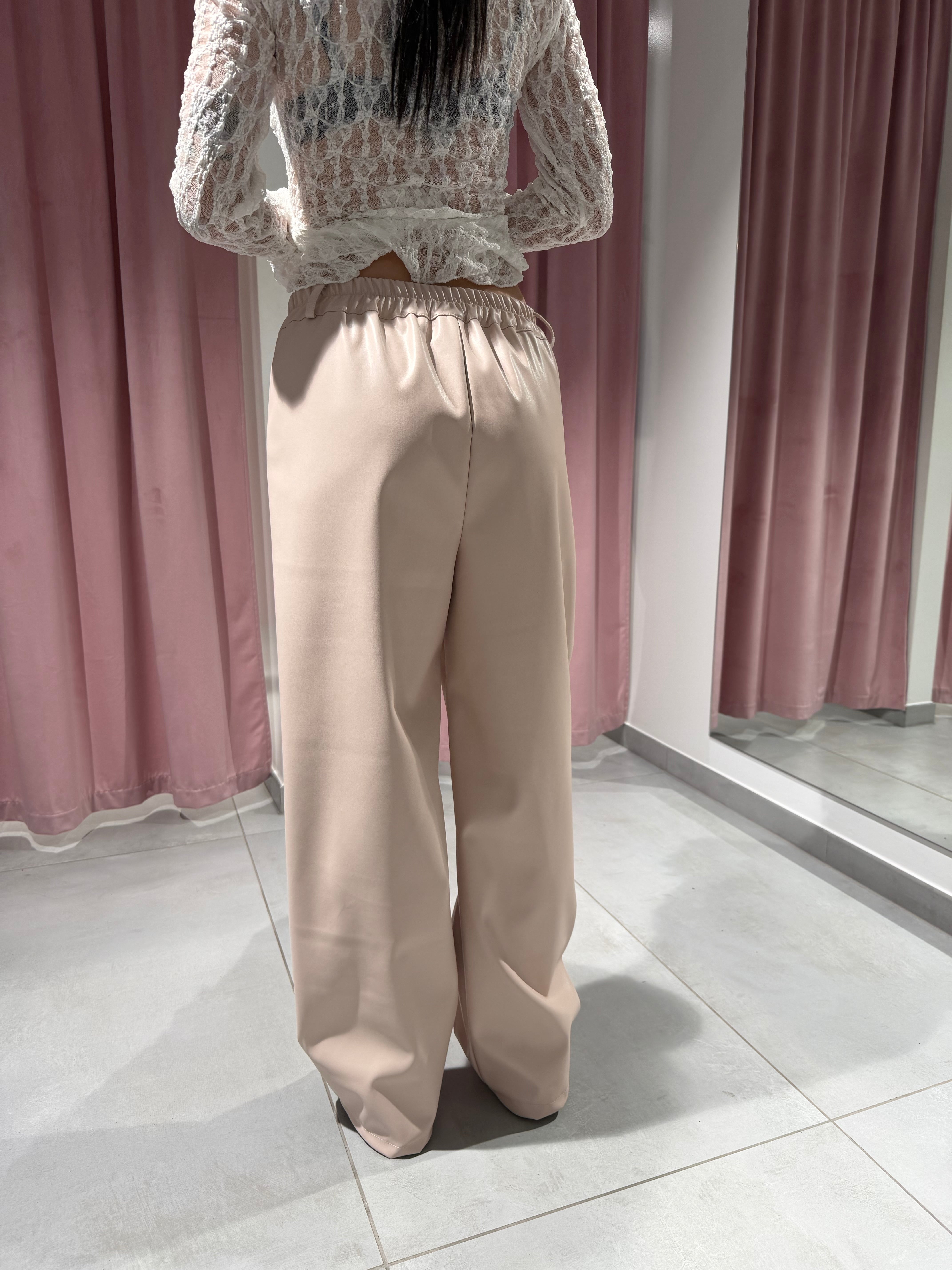 pantalone palazzo ecopelle
