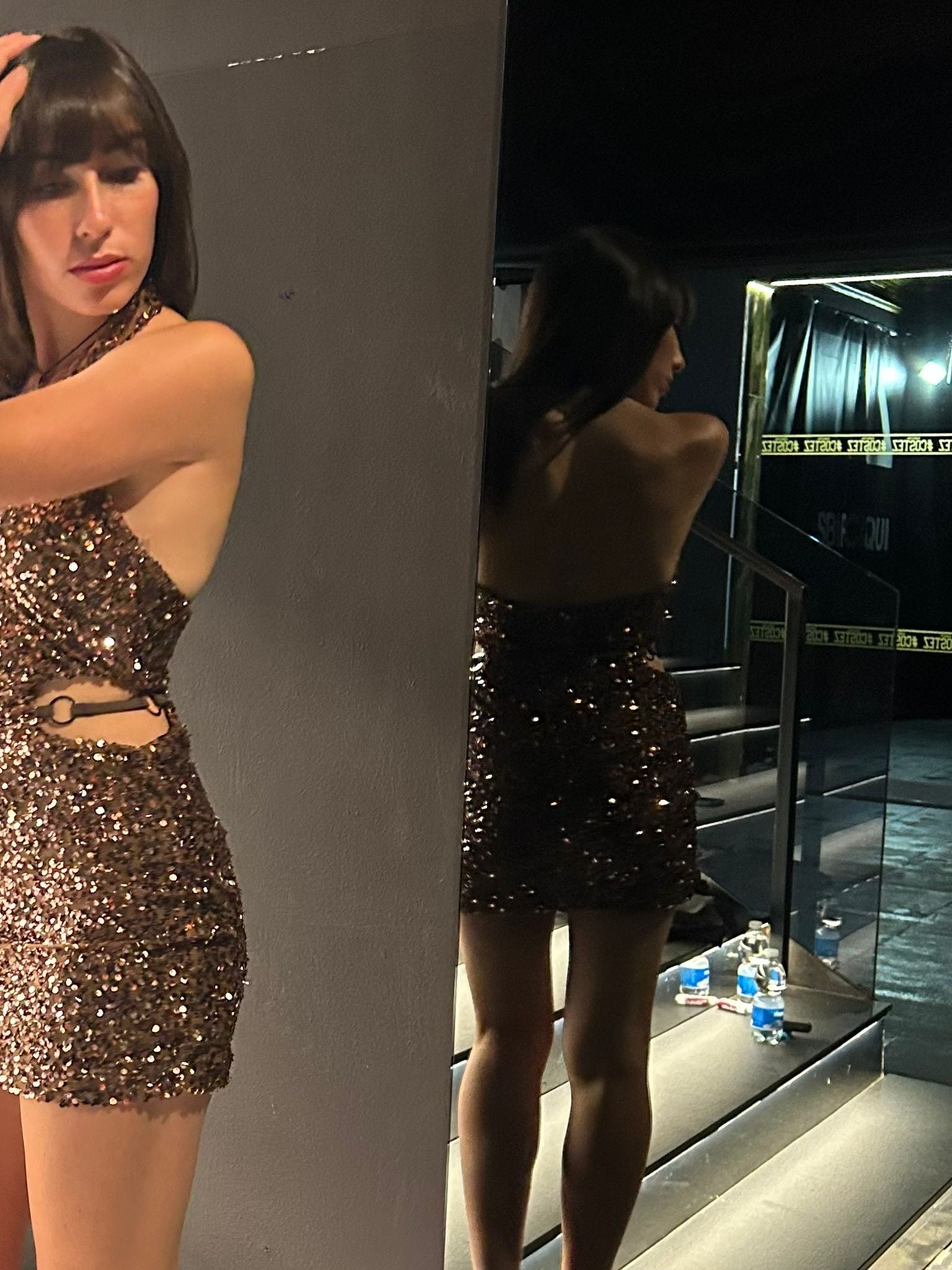 abito paillettes apertura laterale
