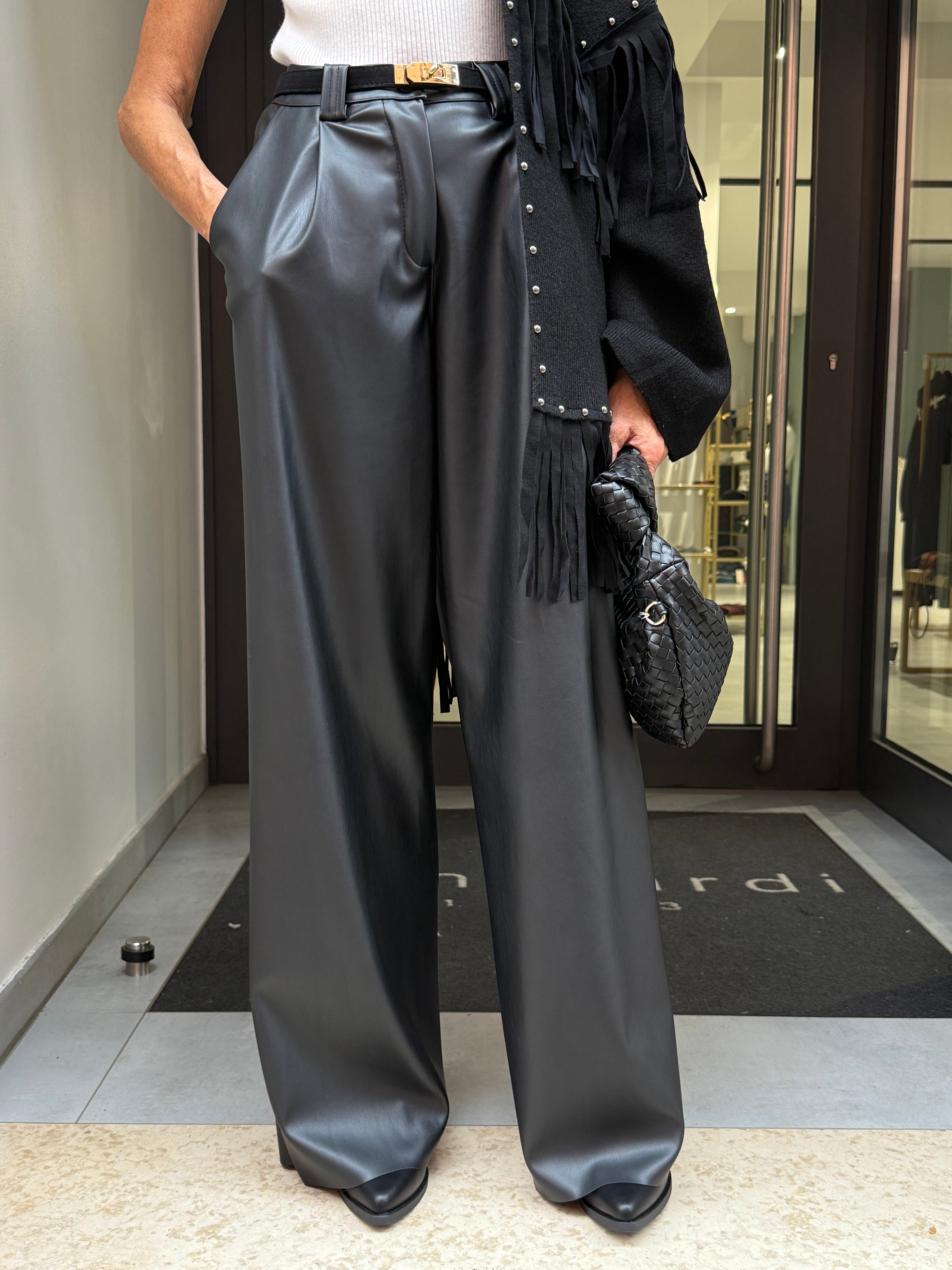 pantalone palazzo ecopelle