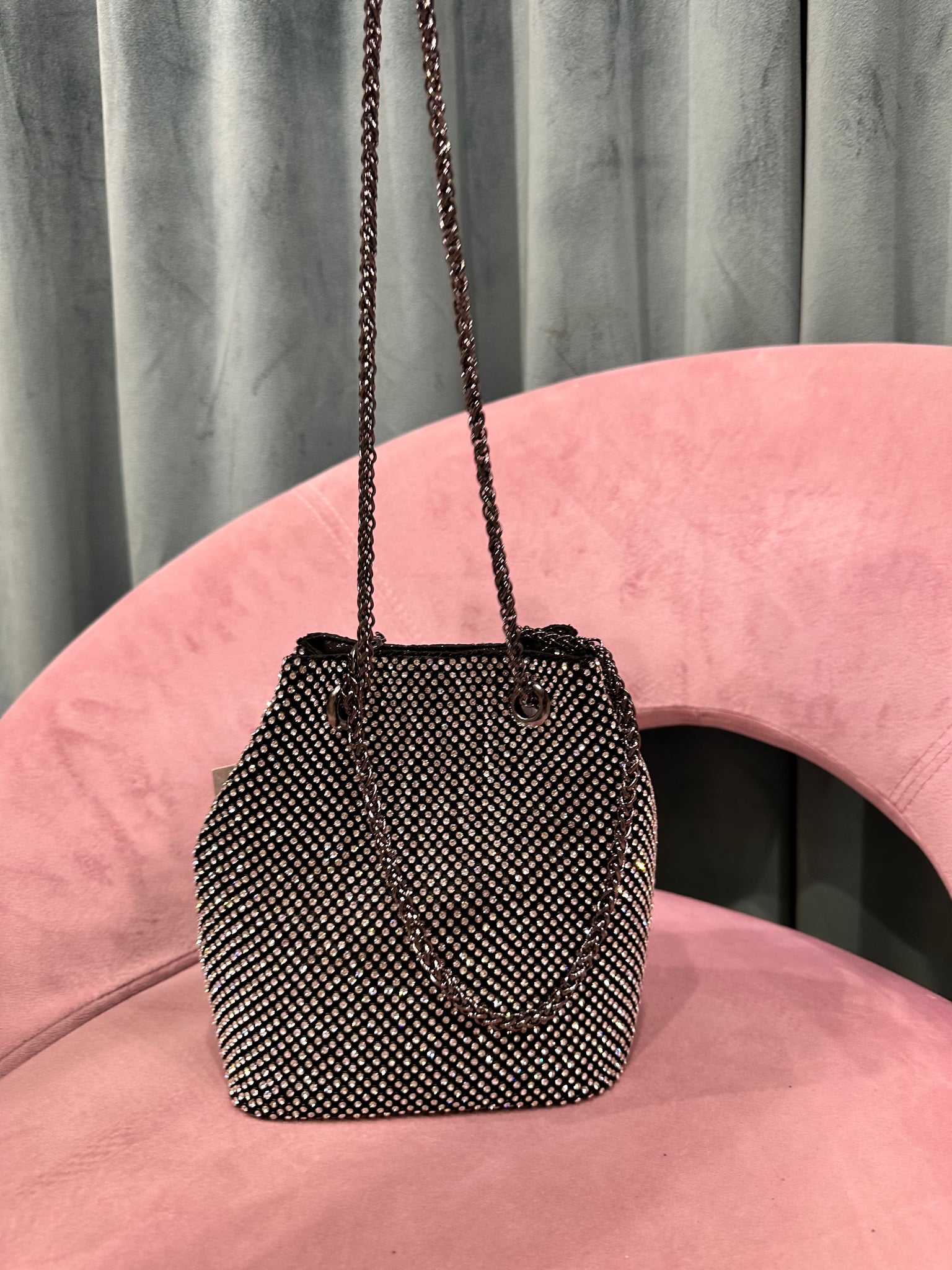 borsa secchiello strass