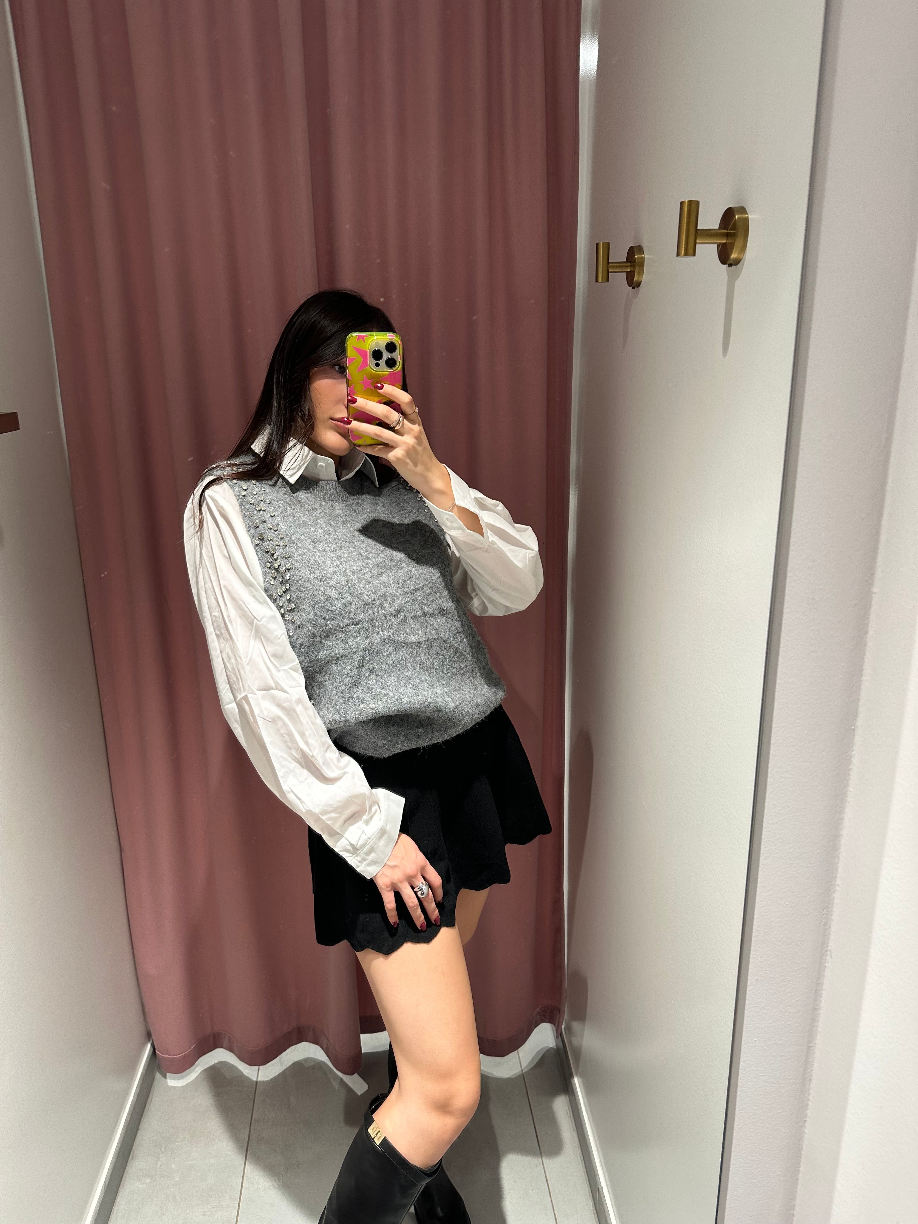 coordinato gilet strass