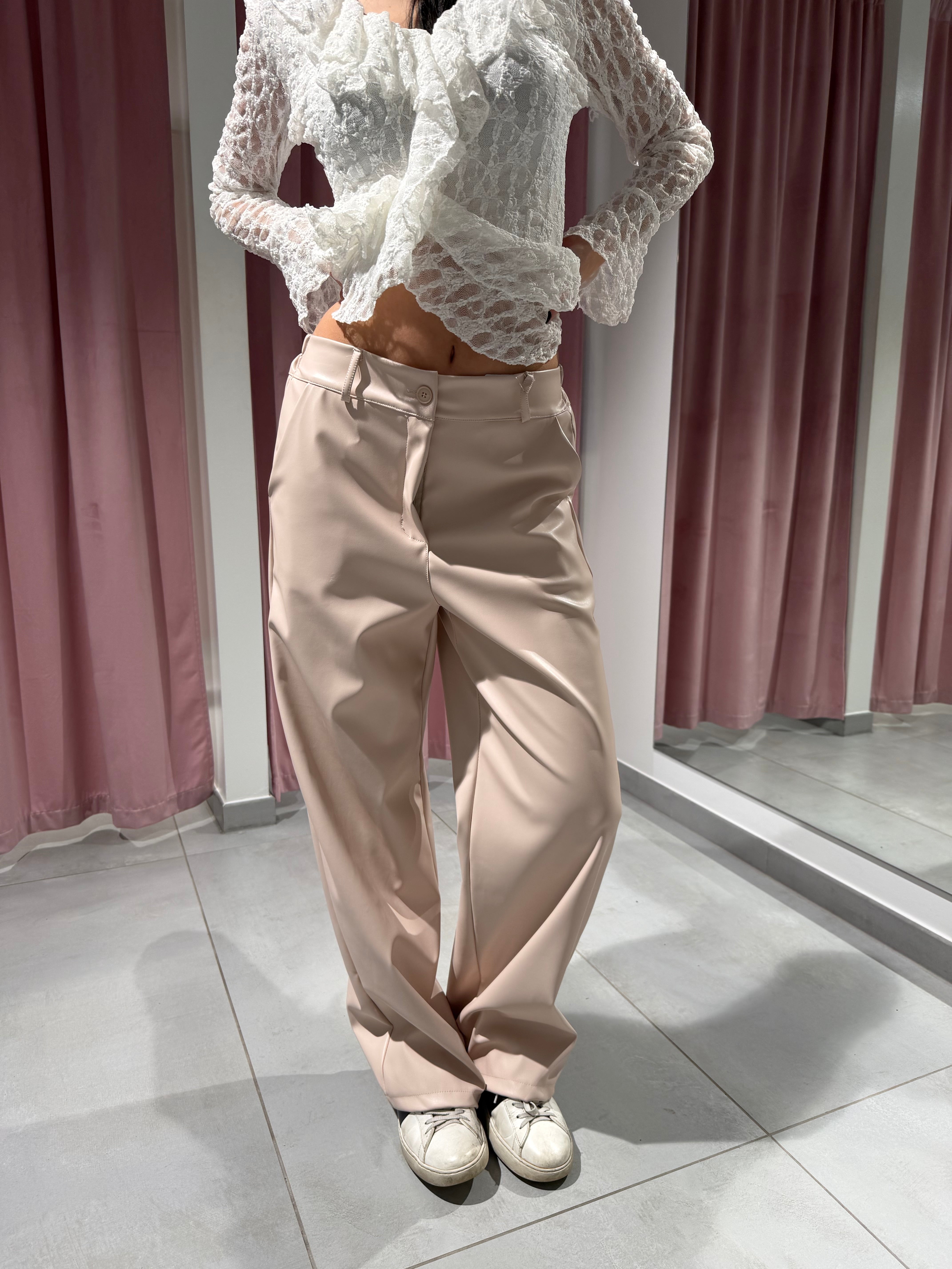 pantalone palazzo ecopelle
