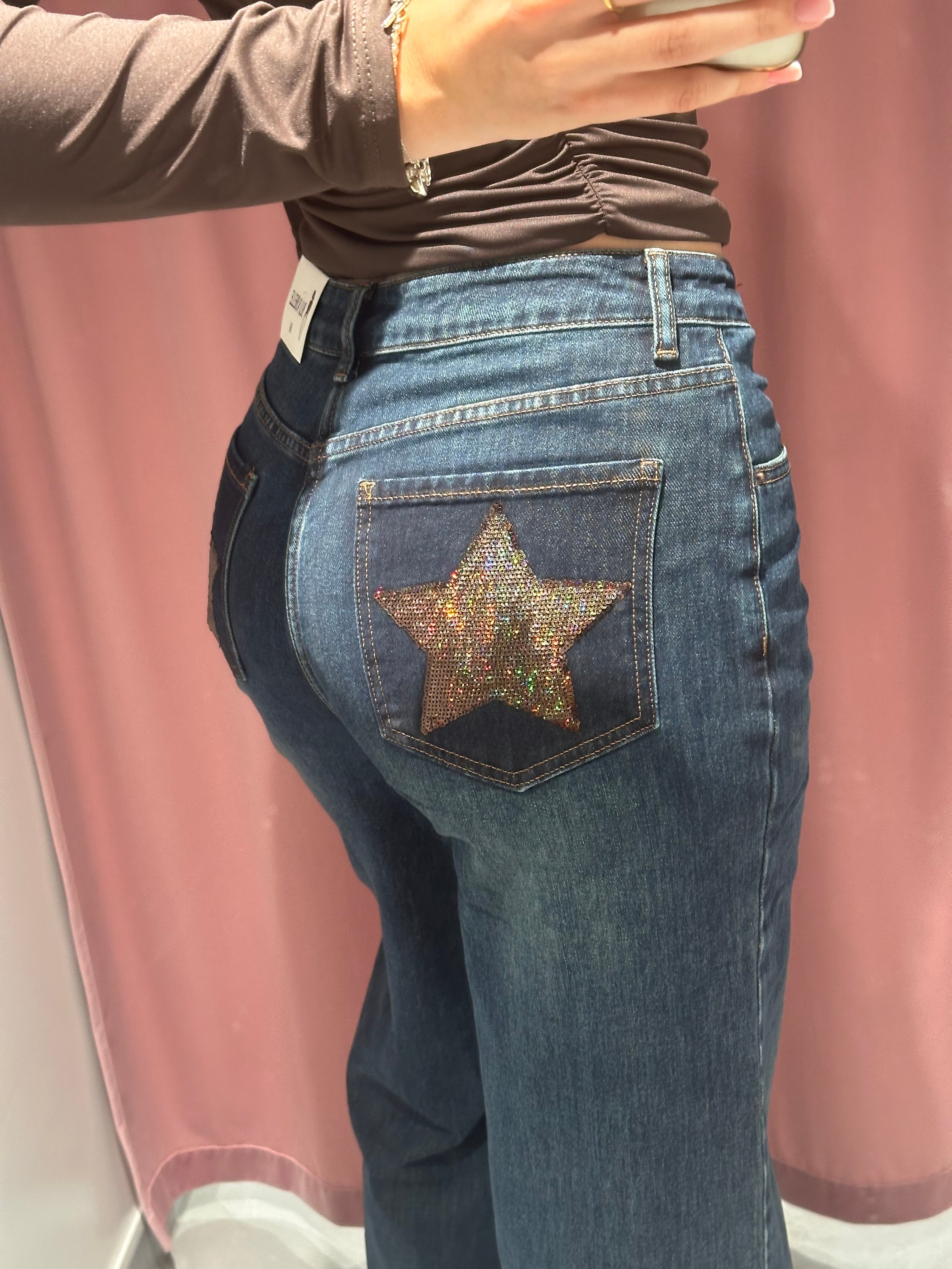 jeans blu stars brown