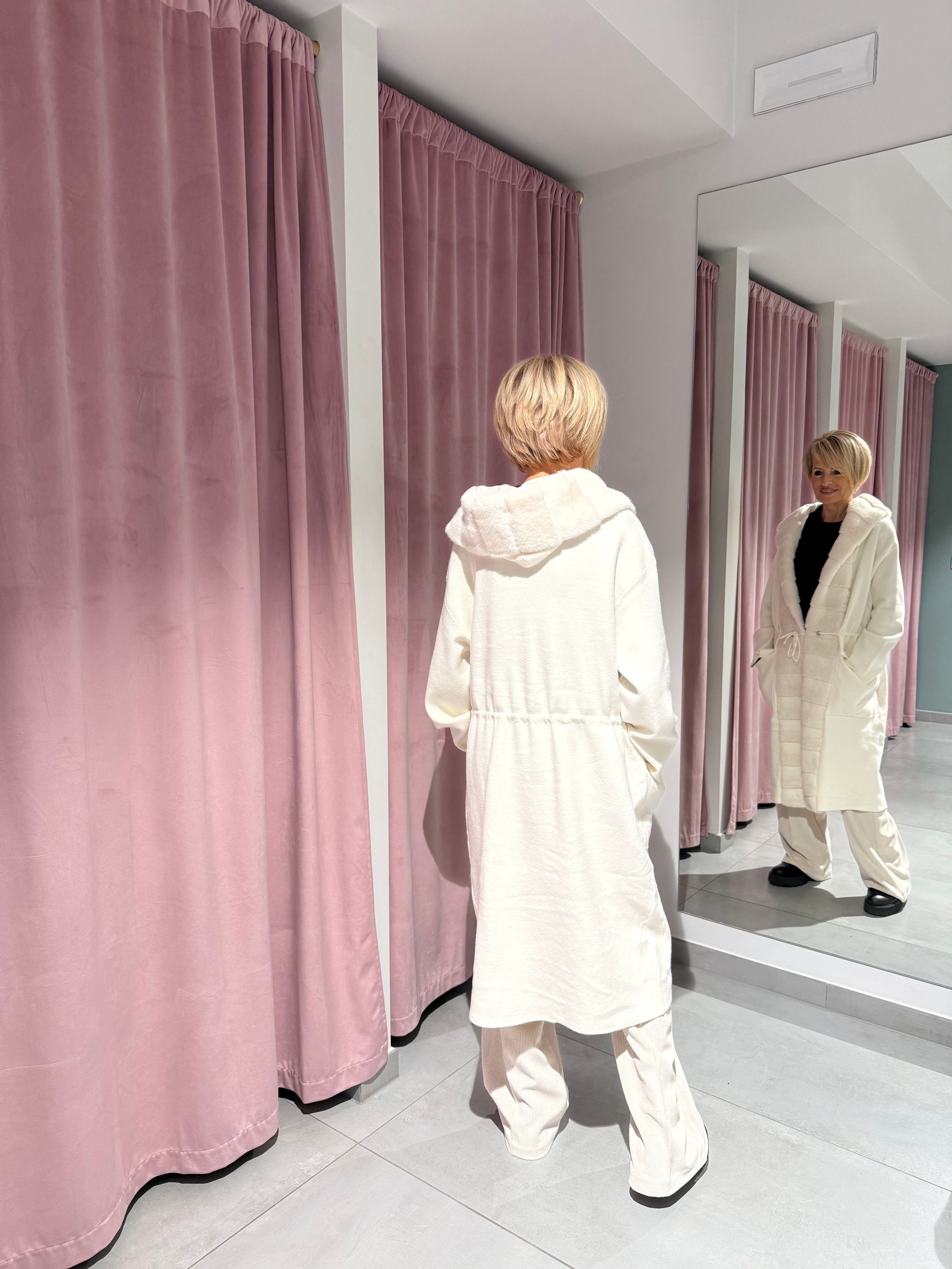 cardigan cappuccio ecopelliccia