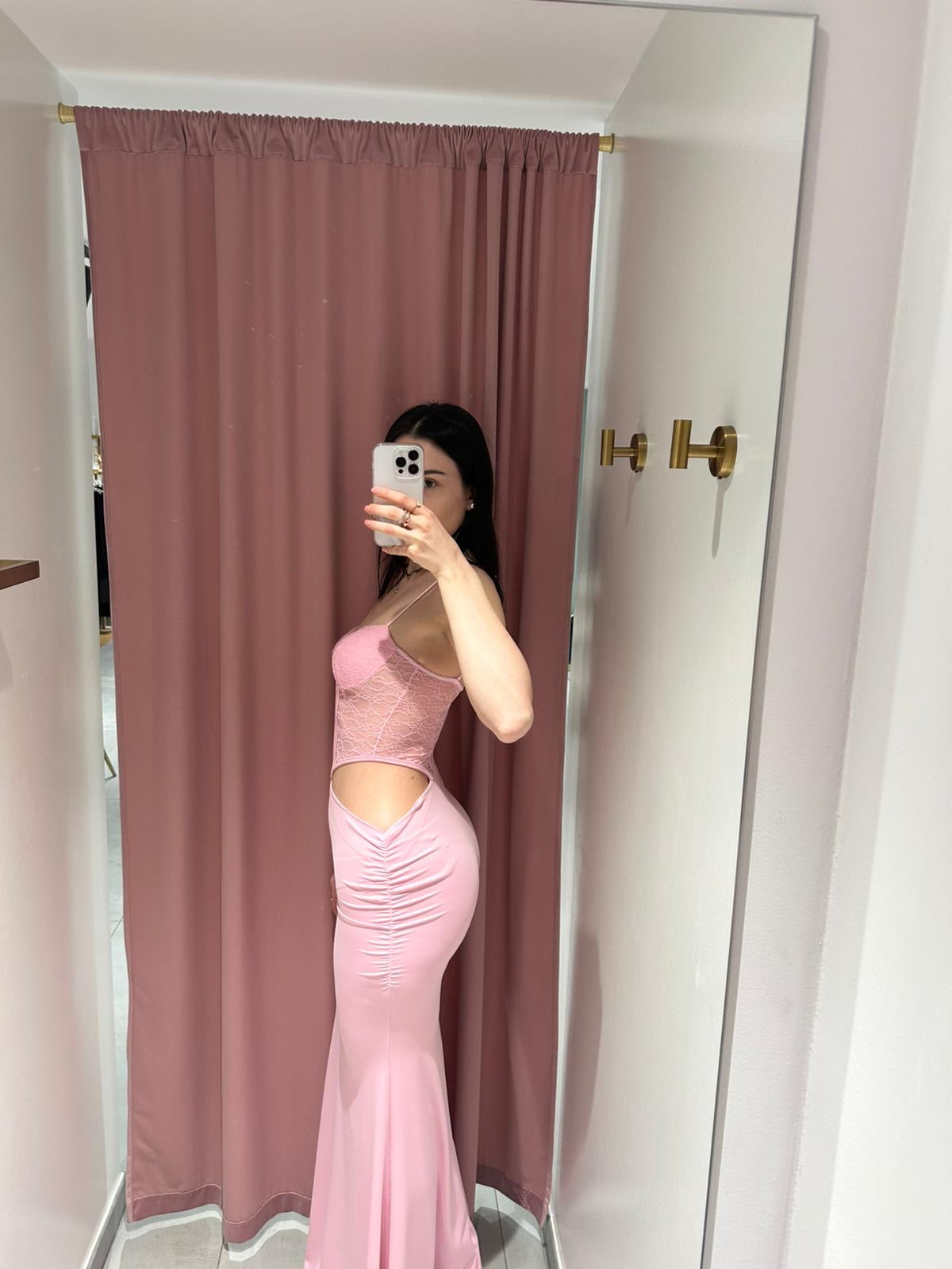 abito lungo corpetto pizzo