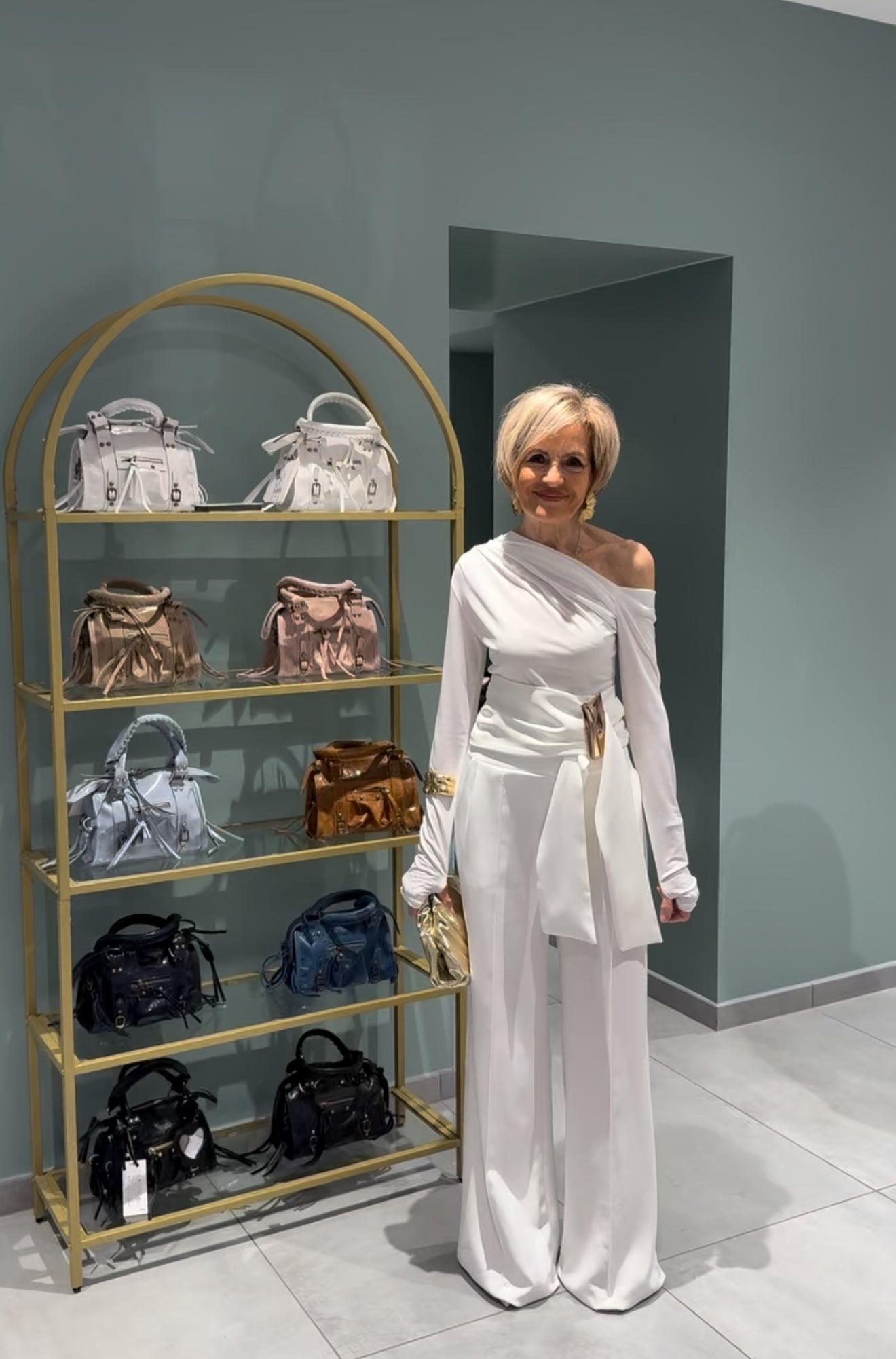 pantaloni vita alta gold
